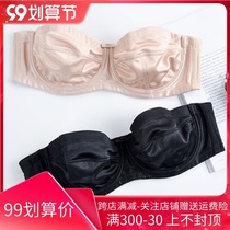 Strapless bra ultra-thin bra large breasts back together anti-light bra large size underwear female summer