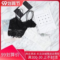 Braced bra thin lace beautiful back summer base anti-light sling sling with chest pad without steel ring underwear women