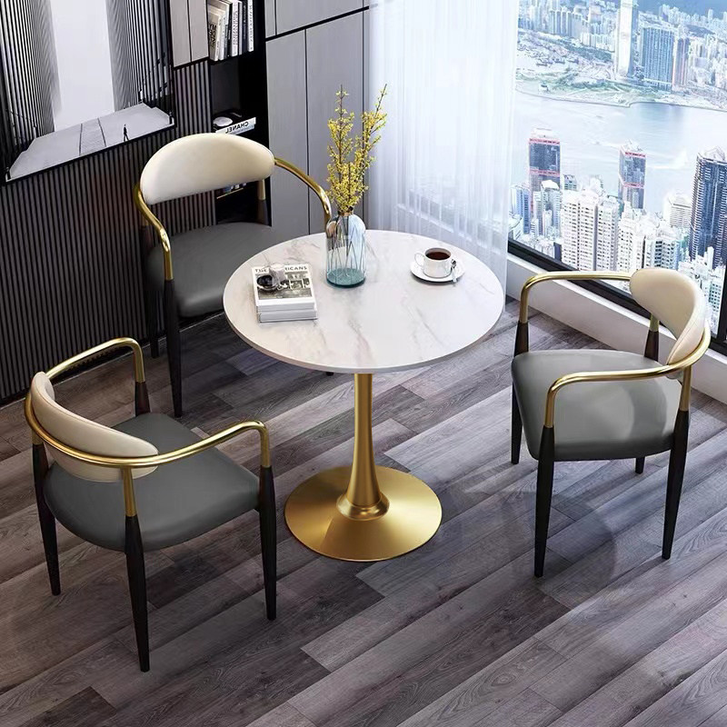 Minimalist modern sample house display center lobbyist talks table and chairs combination light extravagant rock plate business casual balcony net red small round table