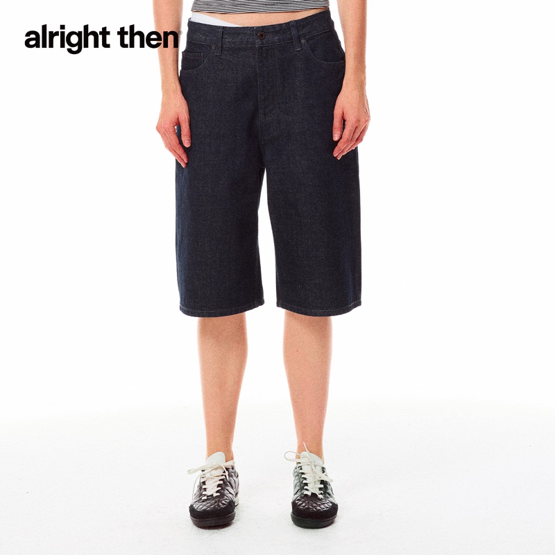 Alright Then, 1161L Classic Selvedge Raw Denim Low-Rise Tailored Loose Fit Summer Denim Shorts
