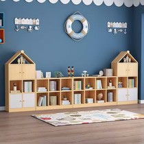 Solid wood childrens bookshelf storage rack simple bookcase free combination storage cabinet baby toy cabinet floor-standing storage rack
