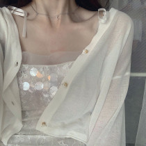 Thin long-sleeved sunscreen shirt womens Korean loose jacket womens shawl outer top fairy super fairy knitted cardigan