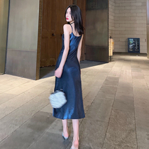 Mulberry silk sling dress womens summer 2021 new silk acetate silk slim slim gentle temperament long skirt