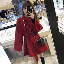 Little subfur coats women in the middle of the 2021 new autumn and winter new collection New Year Red New Year red cashmere Grand coat