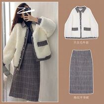 Lamb wool coat female autumn winter 100 lap 2021 new small sub thickened with velvet high-grade sense short fur integrated