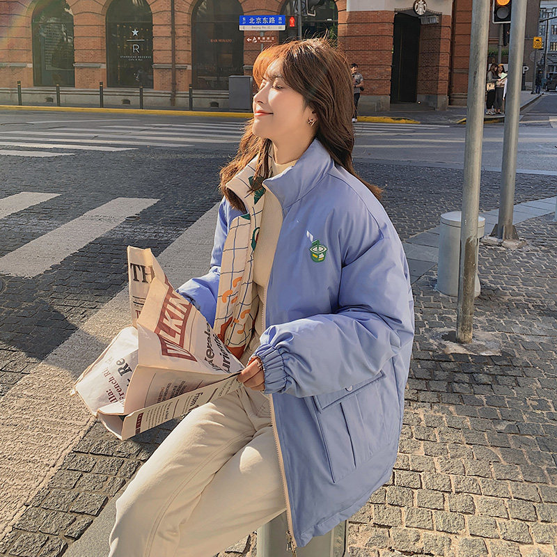 Two sides wearing down cotton clothes female winter 2021 new small Han version loose cotton coated cotton padded jacket jacket