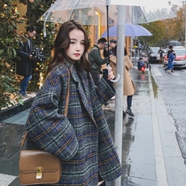 Plaid woolen blazer womens 2020 new autumn and winter casual retro temperament padded thickened woolen coat