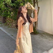 2022 new gentleness and wind tea hysteria first love long dresses Broken Flowers Harnesses One-piece Dress Sweaters Two Suits Women Summer