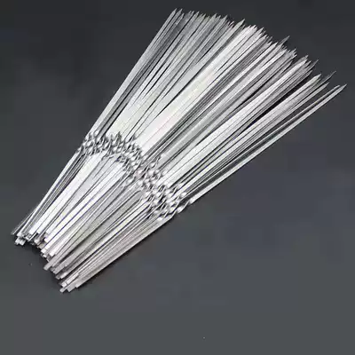 Stainless steel barbecue special signature lamb kebab iron skewers baking needle flat skewers seasoning pot meat accessories
