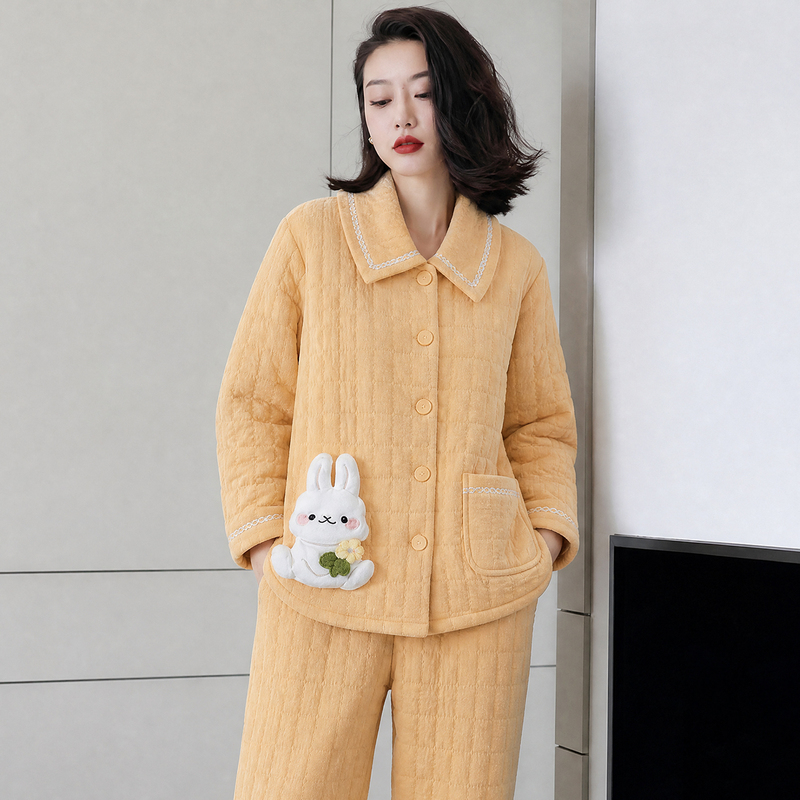 Postpartum Clothing Autumn and Winter Air Cotton Layered Maternity Pajamas Pure Cotton Nursing 100% Cotton Postpartum Home Wear Set