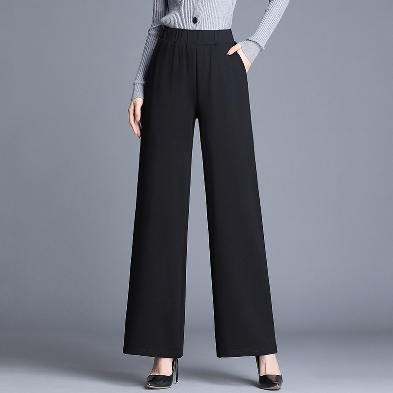 Plus-Size Wide-Leg Pants for Women, Straight-Leg Pants for Middle-Aged and Elderly Mothers, Loose Black Women's Pants, 2026 New Spring and Autumn Style