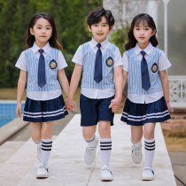 Primary school uniforms boys and girls big class uniforms foreign style summer short-sleeved set kindergarten Garden uniforms British style