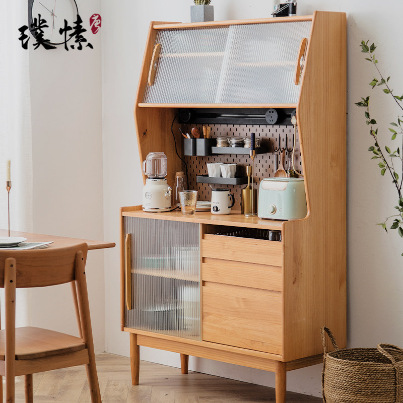 Dining cabinet narrow high cabinet integrated by wall solid wood living room lockers ultra-thin kitchen modern minimalist hole plate