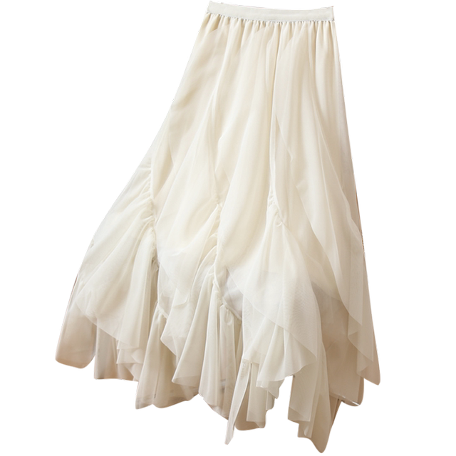 High quality goods! Irregular ruffled mesh skirt