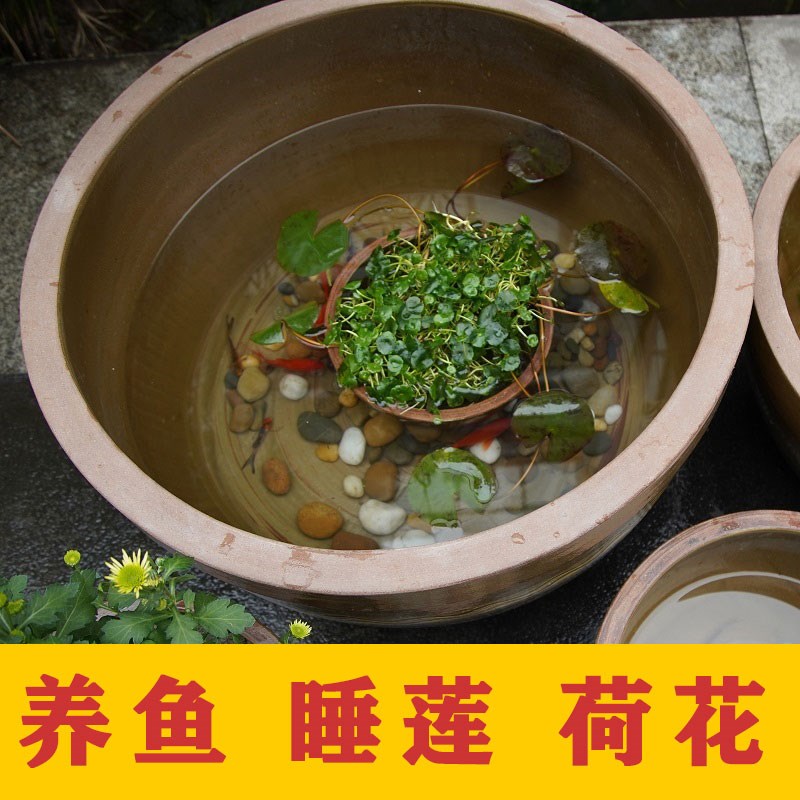 Ceramic aquarium fish basin to heavy large old fish GangPen basin of the lotus pond lily lotus garden home