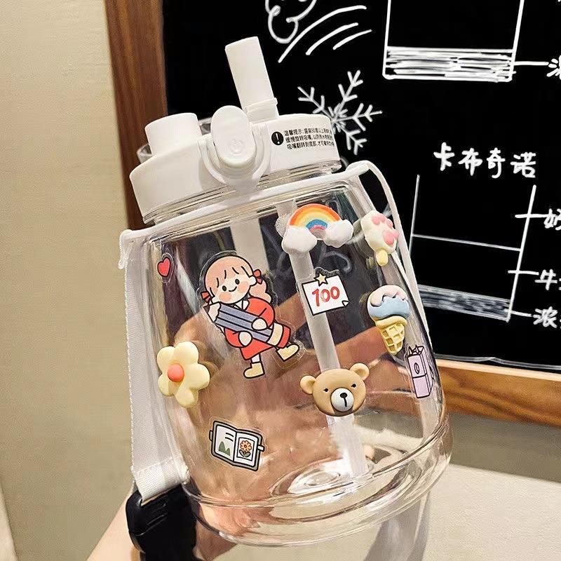 Large-capacity water cup big belly cup tons ton bucket sports water bottle female water cup summer children's high temperature resistance 2021 new