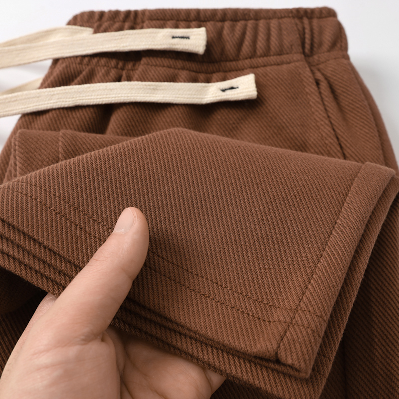 Dark Brown Pants for Men, 300g Heavyweight Vintage Coffee-Colored Straight-Leg Sweatpants for Women, American-Style Casual Sports Long Pants for Autumn
