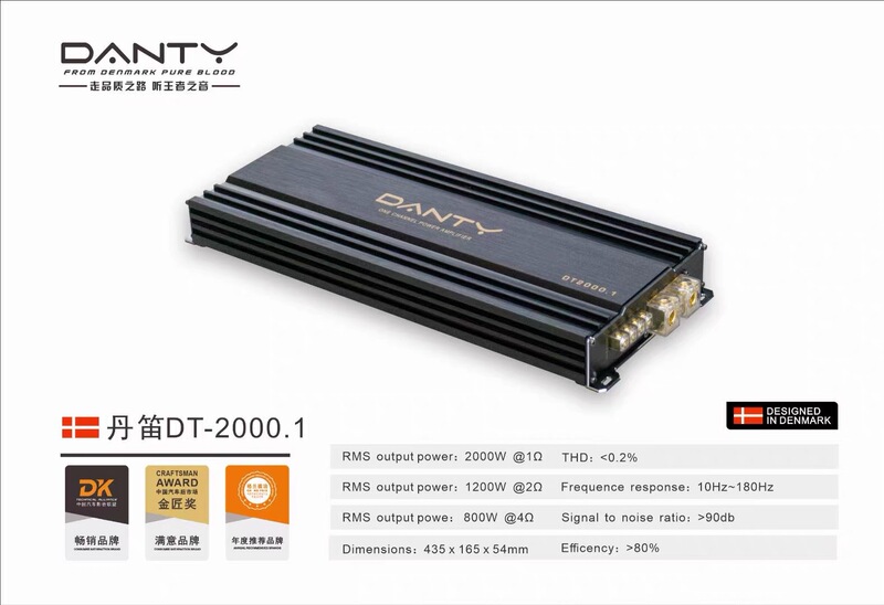 Danty Car Audio Dt2000.1 Car-Grade High-Performance Single-Channel High-Power Amplifier Specially Designed for Subwoofers