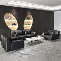 Office Sofa Brief Atmosphere Guest Area Business Talks Owner Office Trio Real Leather Sofas Tea Table Combinations