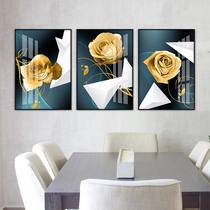 Living room decoration modern simple mural painting poster background wall painting atmospheric rose hanging painting restaurant wall triple painting