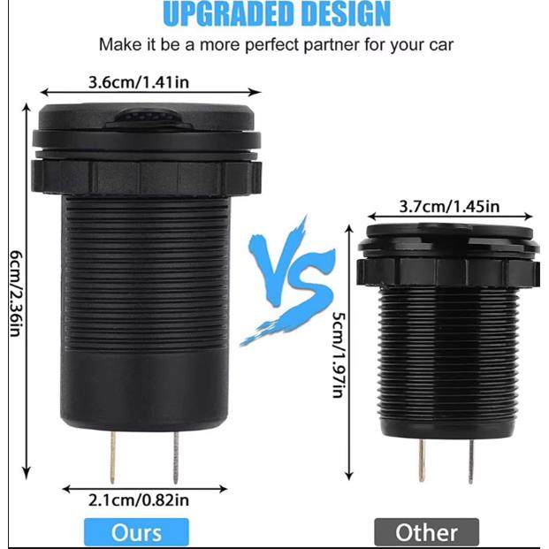 3-Port Car Rv Yacht Modified Dual USB Digital Display Fast Charging Qc3.0+Pd Super Fast Charging Car Charger