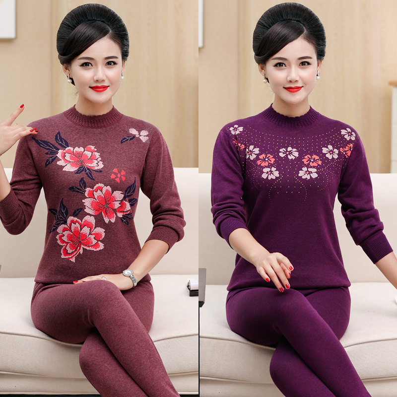 Trung niên ấm già đồ lót bộ nữ quần dày cộng với nhung ông già mẹ quần áo cotton mùa thu mùa thu đang lớn mùa đông lạnh.