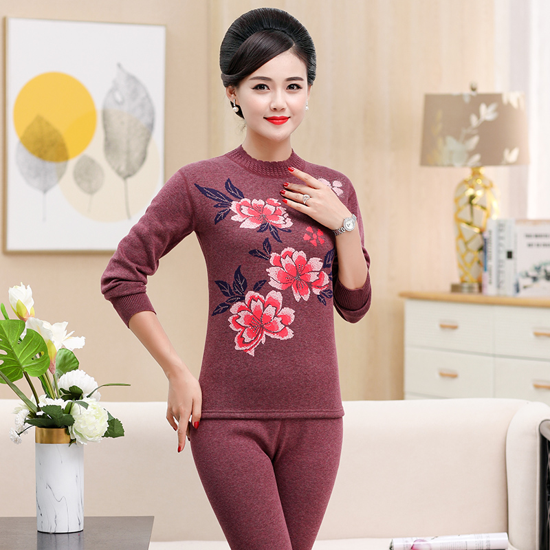 Trung niên ấm già đồ lót bộ nữ quần dày cộng với nhung ông già mẹ quần áo cotton mùa thu mùa thu đang lớn mùa đông lạnh.