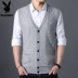 Playboy đan áo len nam vest trung niên kinh doanh bình thường vest vai mùa đông ấm áo len mỏng áo vest len nam Dệt kim Vest