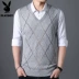 Playboy vest nam v-cổ áo len không tay trung niên áo len giản dị 2018 vest mùa đông mới áo len hàn quốc Dệt kim Vest