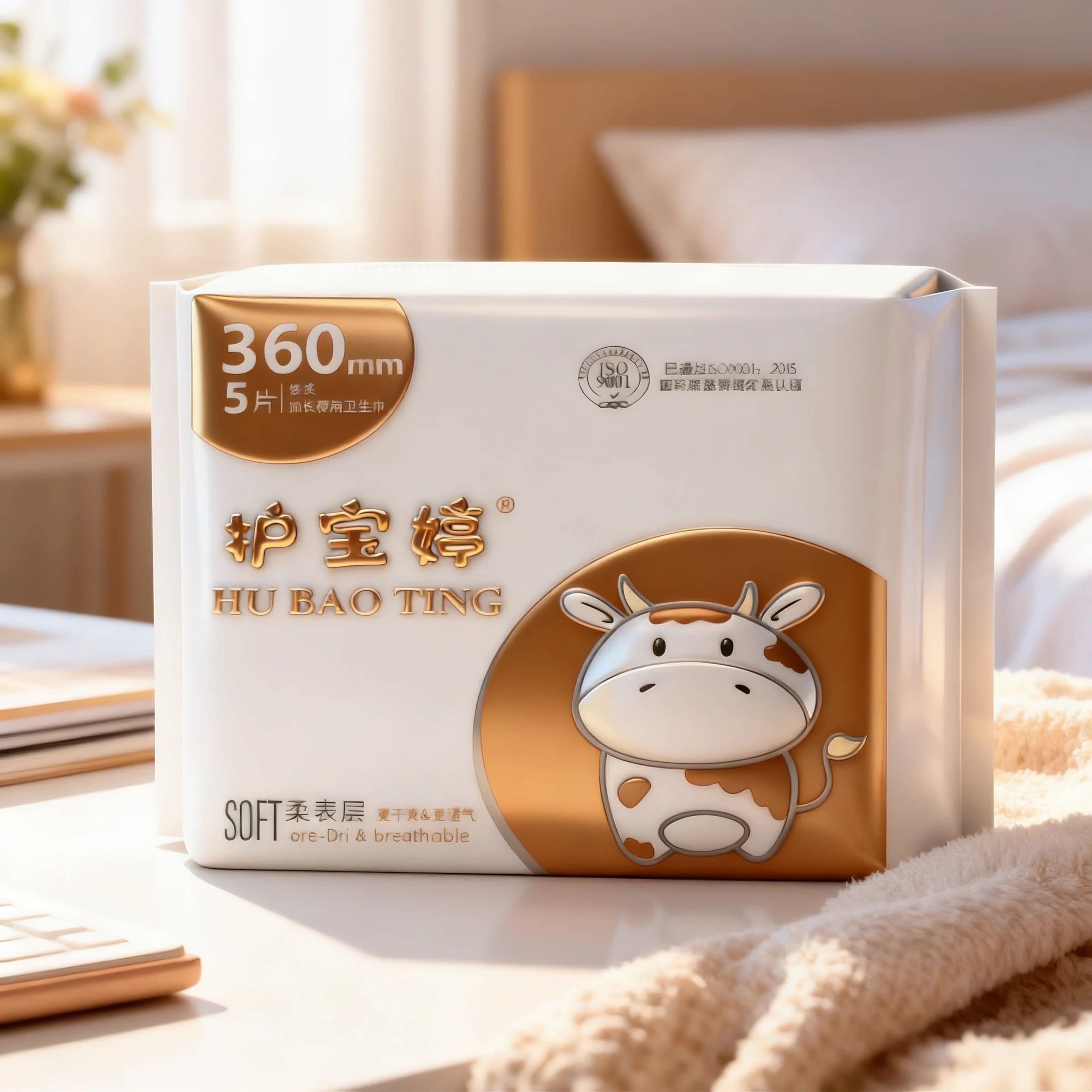 Pure Cotton Skin-Friendly Cloud-Like Anti-Leakage Instant Absorption Ultra-Thin Breathable Day and Night Use Combo Pack Hubeiting Concave-Convex Cotton Sanitary Napkins