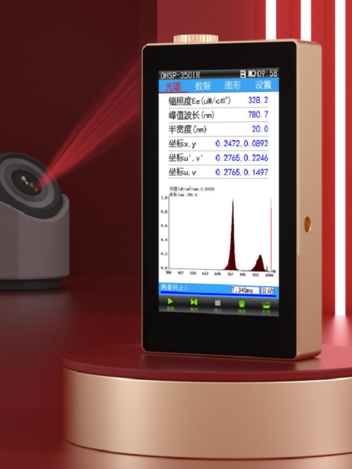 虹谱光色OHSP350IR激光近红外光谱辐照计红光波长强度检测