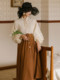 French retro Versailles court style lantern sleeve shirt Hepburn big swing skirt daily two-piece suit medieval
