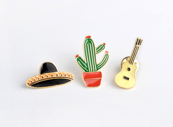 [COLOR] Mexico phong cách guitar xương rồng mexican hat brooch túi phụ kiện áo len