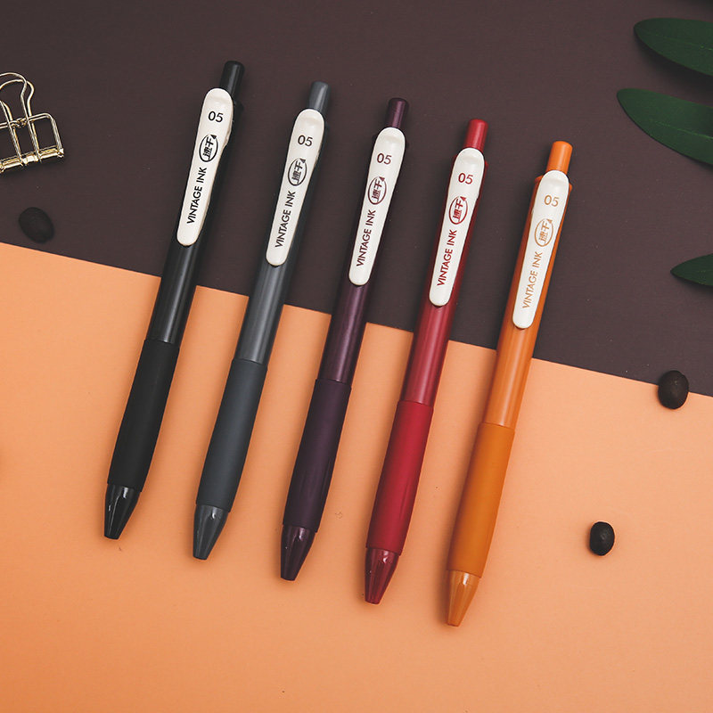 Point Stone Retro Color Speed Dry Middle Sex Pen 0 5mm 5mm Large Capacity Sort By Motion Color Pen Hand Ledger Students With Signature Pen Dark Color Artistic Aqueous Pen Subwarhead Full Needle Water Pen