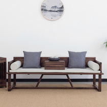 Zen new Chinese style paint-free old elm Arhat bed Black walnut beauty sofa Vintage antique solid wood sofa bed