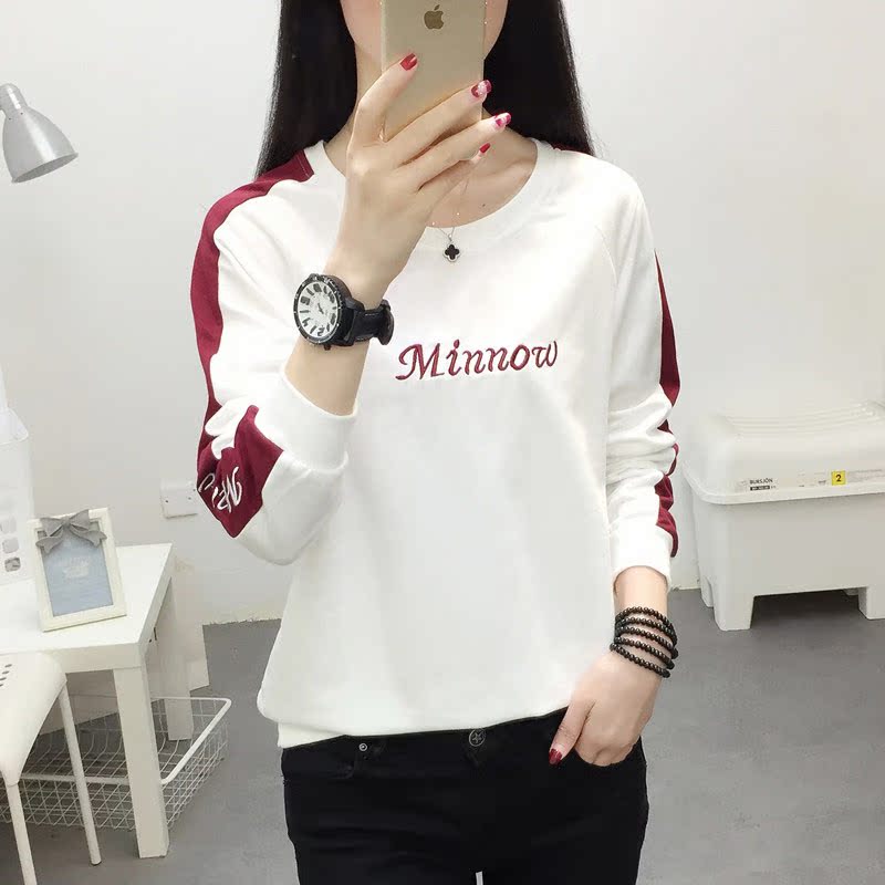 女土打底衫新款2019秋冬韩版长袖白体t恤女加绒小衫外穿宽松秋衣
