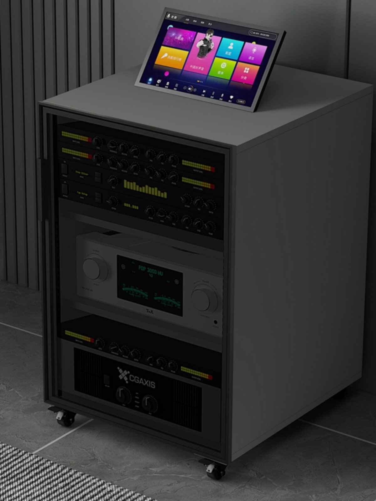 Amplifier Cabinet, Audio Cabinet, Theater Ktv Professional Amplifier Rack, Aviation Equipment Cabinet with U-Strip, Audio-Visual Cabinet