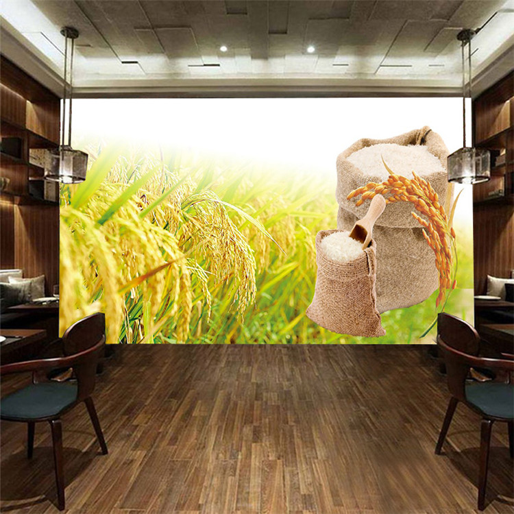 Wuchang rice pastoral granary wall cloth rice shop decorative wall cloth restaurant dining room wheat ear wallpaper grain murals