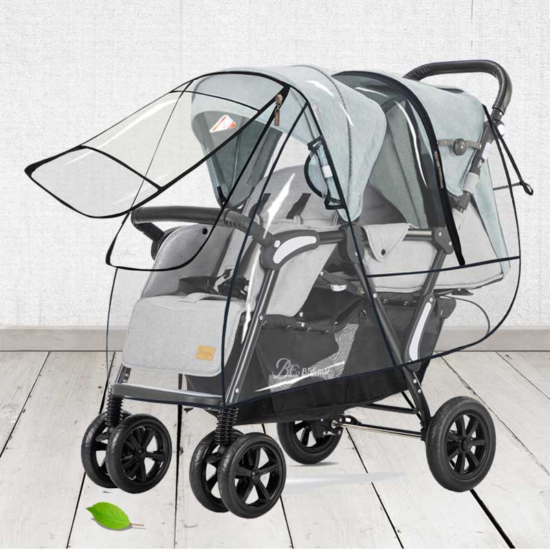 Twin baby cart raincoat rain cover wind protection and warm raincoat two-tire cart general rain cover