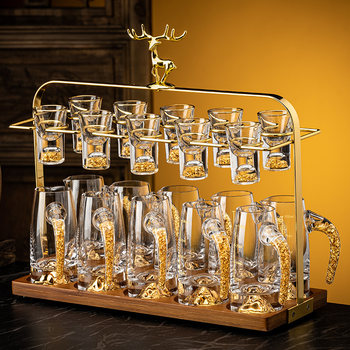 High-End Light Luxury Crystal Glass Liquor Cup Set for Home Use, Chinese-Style Small Wine Cups, Two-Ounce Liquor Vessel, Wine Set