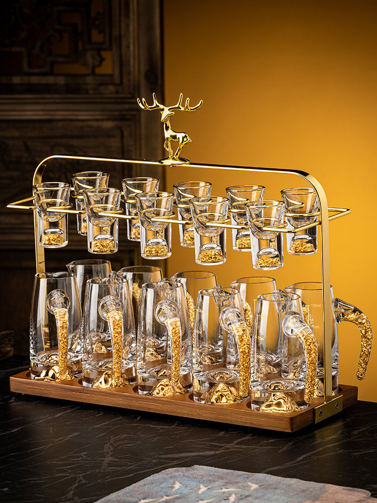 High-End Light Luxury Crystal Glass Liquor Cup Set for Home Use, Chinese-Style Small Wine Cups, Two-Ounce Liquor Vessel, Wine Set