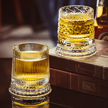 High-End Crystal Glass Whiskey Glass Set for Home Use, Rotating Tumbler, Brandy, Foreign Wine, Beer Cup