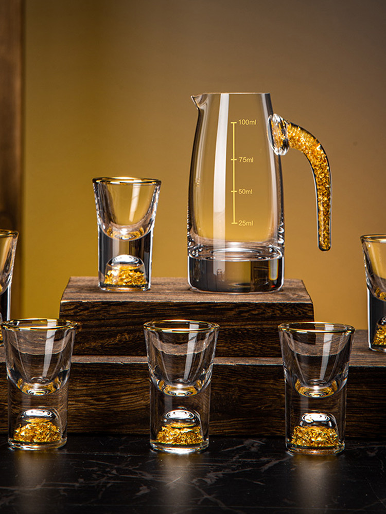 High-End Light Luxury Crystal Glass Liquor Cup Set for Home Use, Chinese-Style Small Wine Cups, Two-Ounce Liquor Vessel, Wine Set