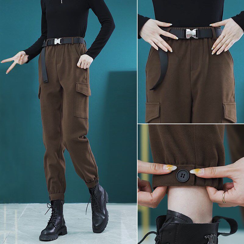 Purple Coral Women Pants Factory Shop Fall High Waist Rounder Hair Sweatpants Loose 100 Lap Casual Pants 100 Phantom 