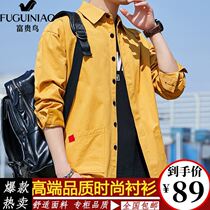 Rich bird mens clothing Young and middle-aged men cotton short-sleeved shirt Casual dad outfit half-sleeve top Cotton tooling shirt