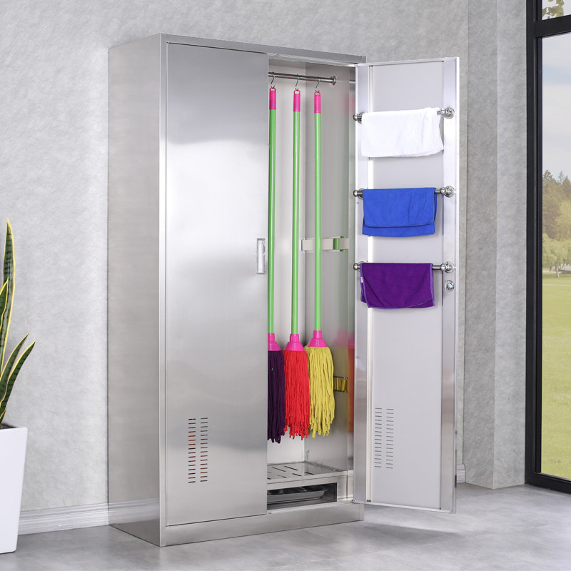 Stainless steel cleaning cabinet sanitary broom cabinet cleaning tool cabinet home balcony classroom mop cabinet sundries storage cabinet