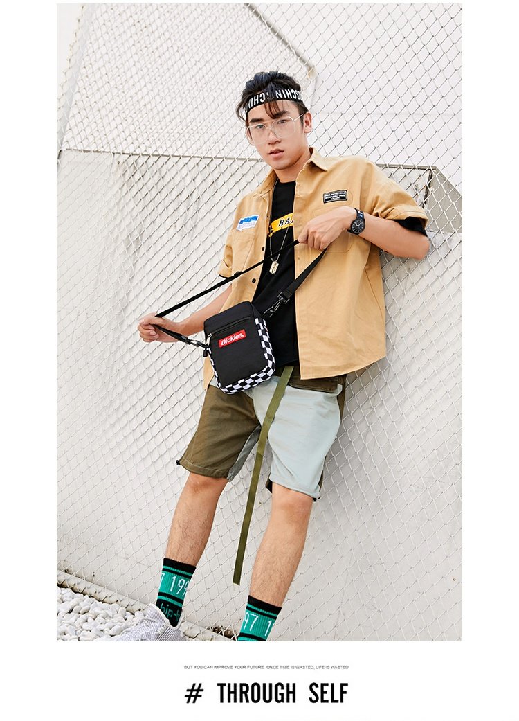 Dijia Dickies túi mới nhiều màu thủy tinh kẻ sọc túi thời trang nam và nữ cặp đôi xu hướng túi đeo vai Messenger túi - Túi của con người túi xách furla