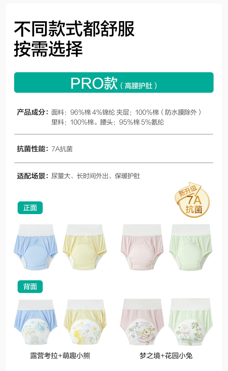 全棉时代如厕训练裤男女宝宝儿童隔尿裤婴儿内裤可洗戒尿不湿神器 — 30