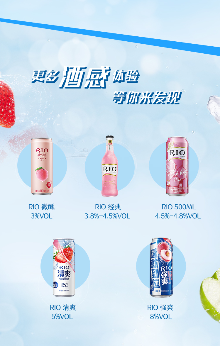 RIO锐澳清爽5度9罐+气泡水*1罐