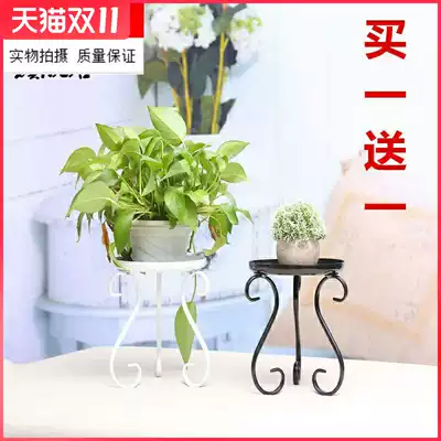 Triangle dwarf shelf small single-layer floor-standing wrought iron living room Gold Ge European stool single white flower pot